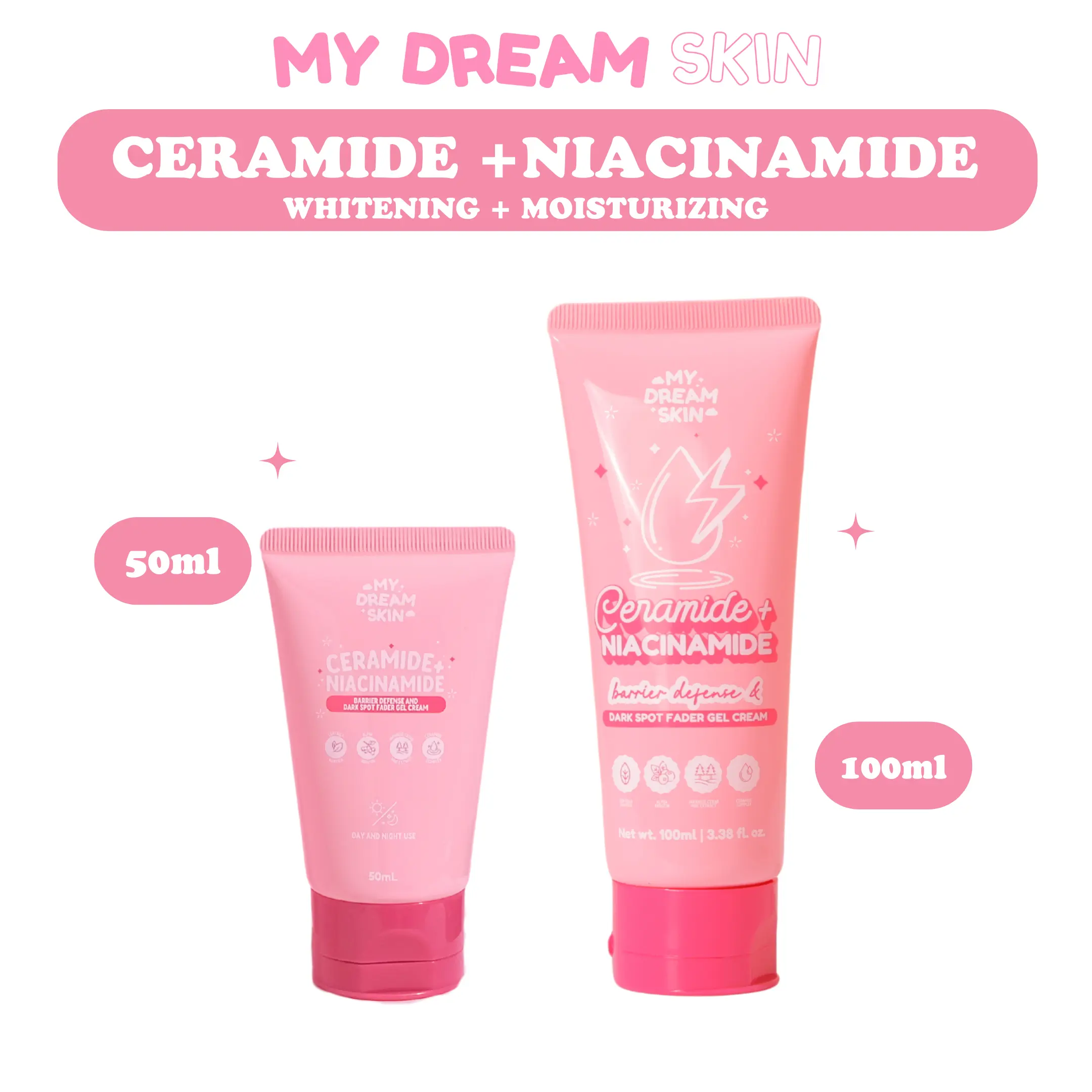 CERAMIDE + NIACINAMIDE BARRIER DEFENSE AND DARK SPOT FADER GEL CREAM | MOISTURIZES | LIGHTENS | REPAIRS SKIN BARRIER happy skin  ceramide Skin Repair Moisture Skincare