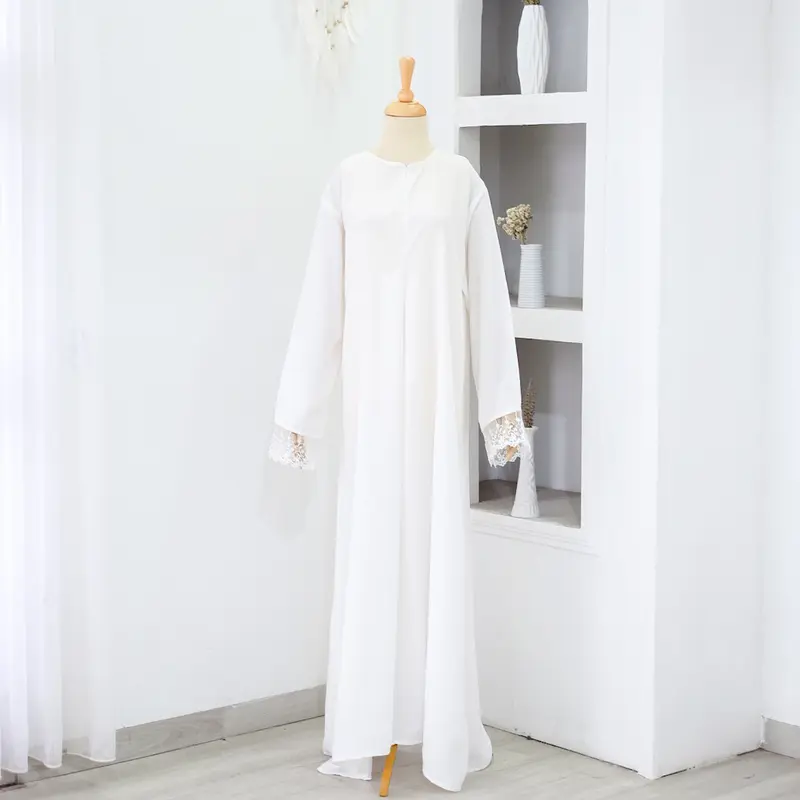 Gamis Abaya Mecca Polos bahan woolpeach premium warna hitam dan putih 3