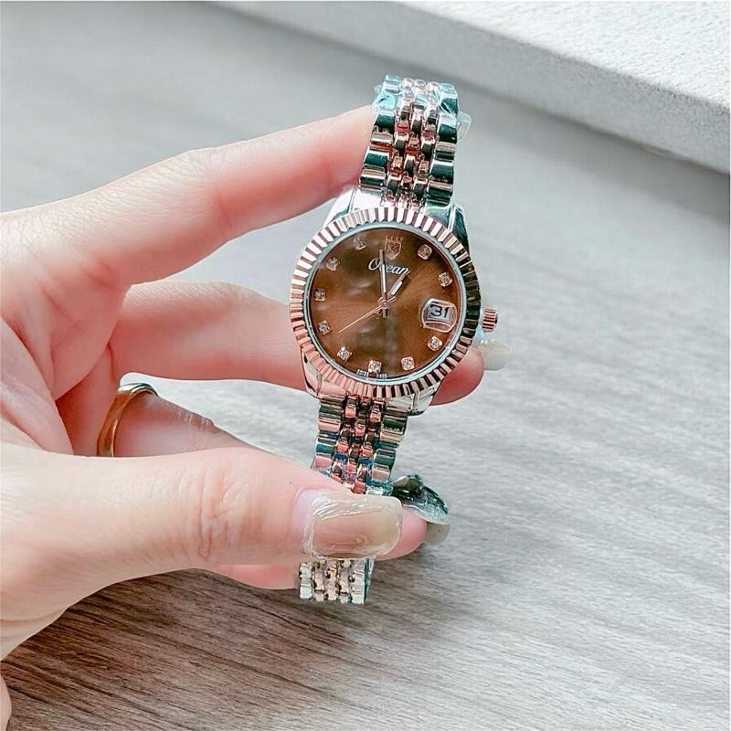 B.13 Tặng Kèm Dụng Cụ Tháo Dây Đồng hồ nữ thời trang dây kim loại mặt tròn viền băm sang trọng size 30mm Women Voi Kim Tuyến titan Watch Đeo Tay