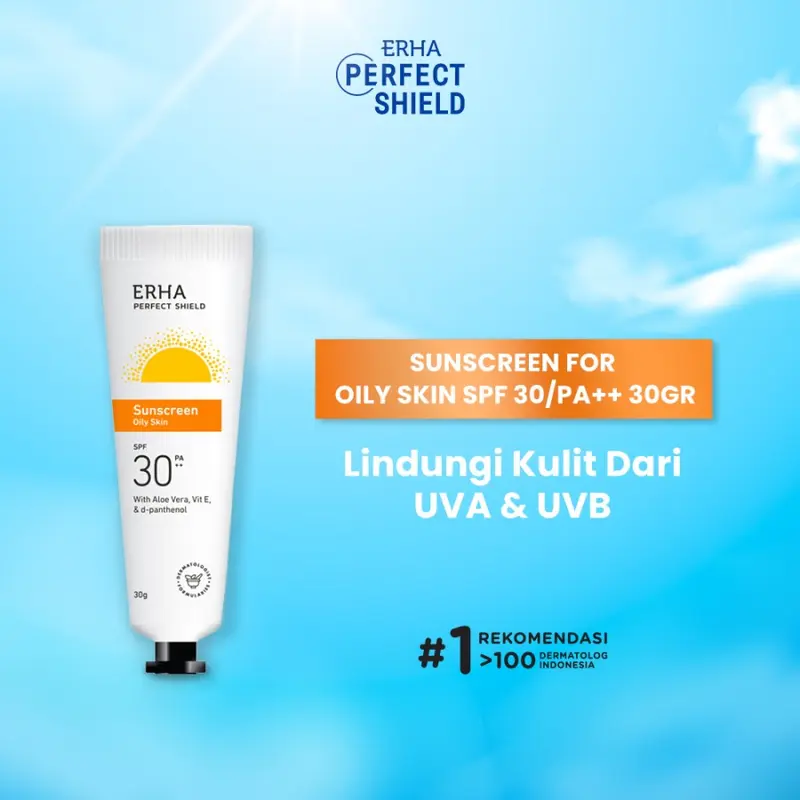 ERHA PERFECT SHIELD SUNSCREEN SPF 30 PA++ NORMAL DRY OILY SKIN SUNBLOCK WAJAH TABIR SURYA 1
