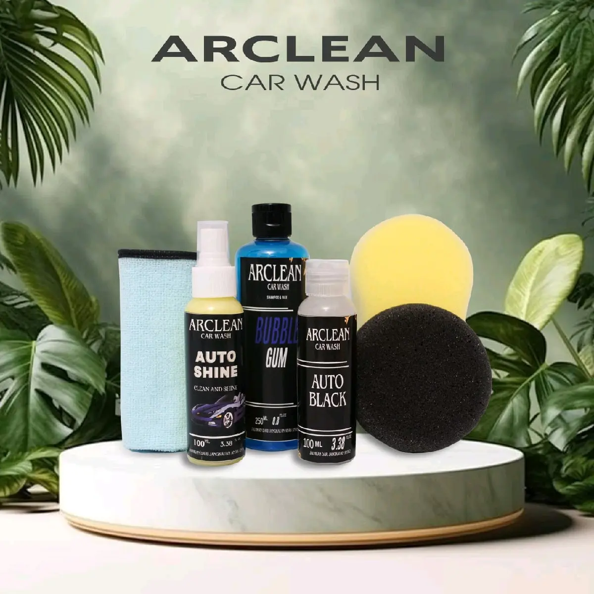 PAKET HEMAT 3 BOTOL/SHAMPOO BABBEL GUM AUTO BLACK, AUTO SHINE CUCI KENDARAAN MOTOR MOBIL by ARCLEAN37 car wash Pengkilap Body