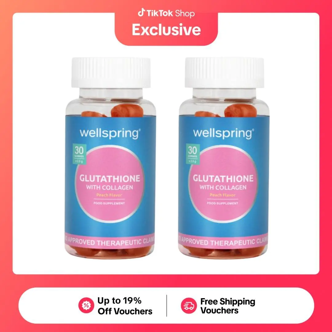 Wellspring 2 IN 1 Glutathione Gummies with Hydrolyzed Collagen and Biotin 30s, For Glowing Skin, Whitening, Anti Aging, Skin Supplement, Healthy skin hair and nails, Improve Skin Texture