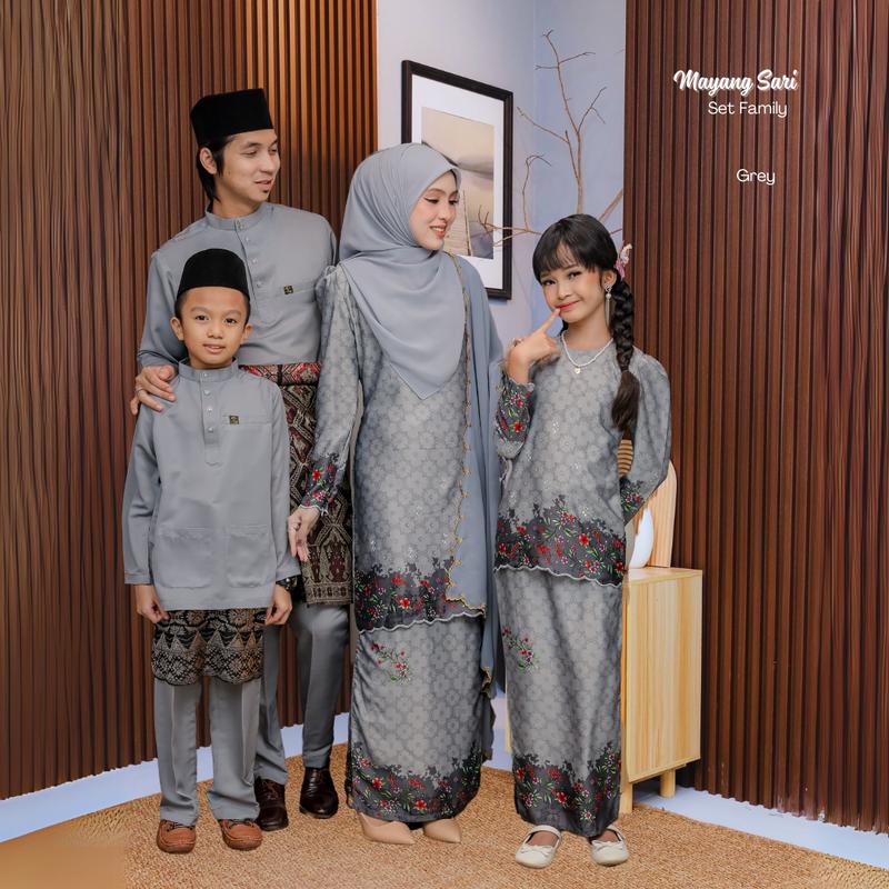SET SEDODON FAMILY RAYA 2025 KURUNG MAYANG SARI GREY - TikTok Shop Malaysia