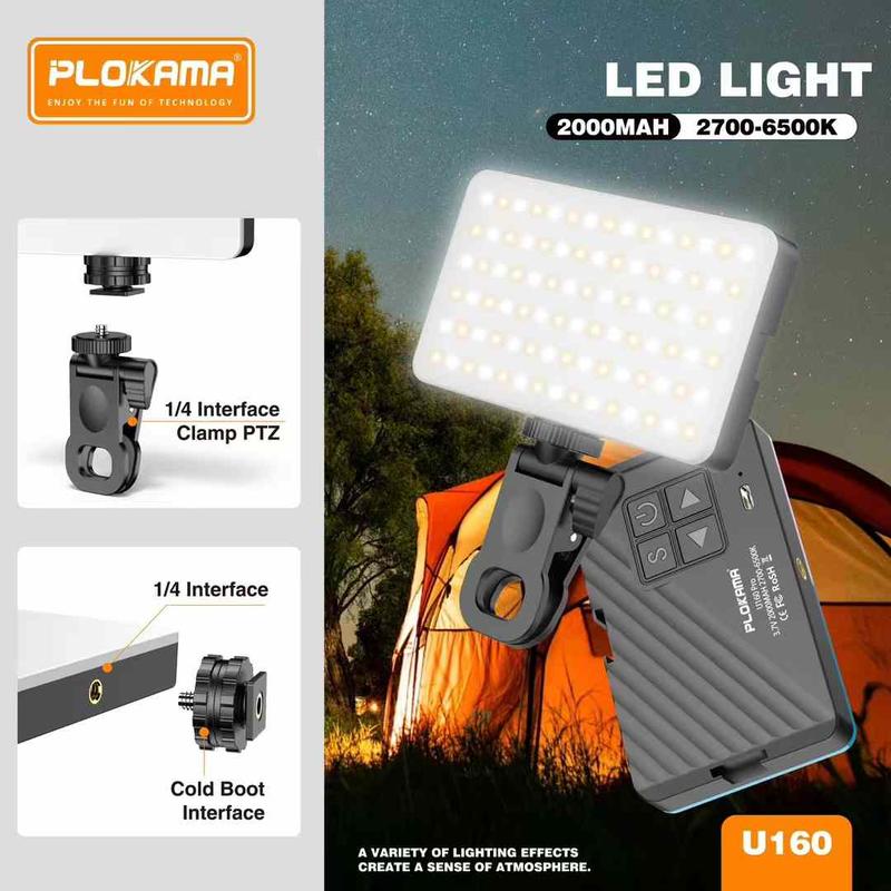 Plokama U160 Selfie Light Portable Jepit Clip Mini Led Video Light Lampu Fotografi Kotak Lampu Jepit Make Up artis Handphone Hp Komputer Laptop Lampu Konten MUA LED Square Light D25 5