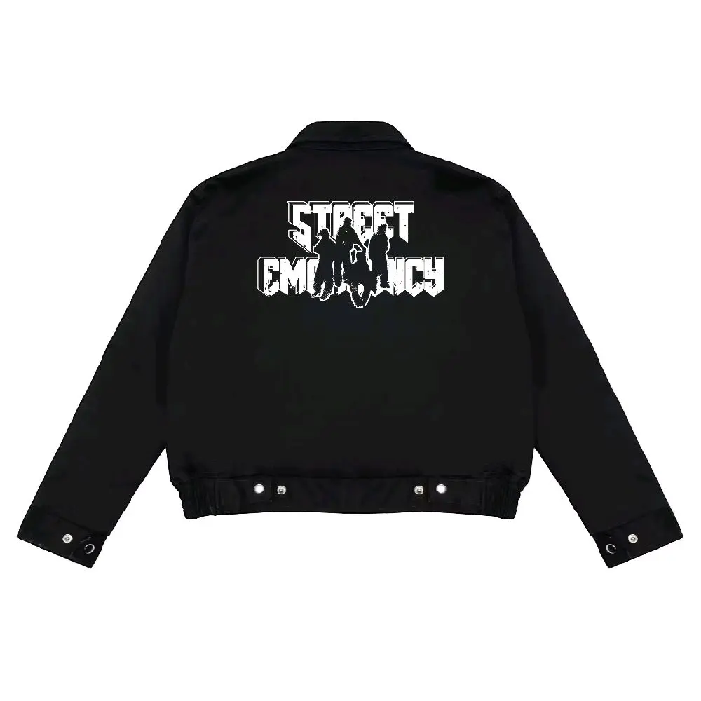 Giovent Work Jaket Boxy Casual Unisex Black "Streetemergency"