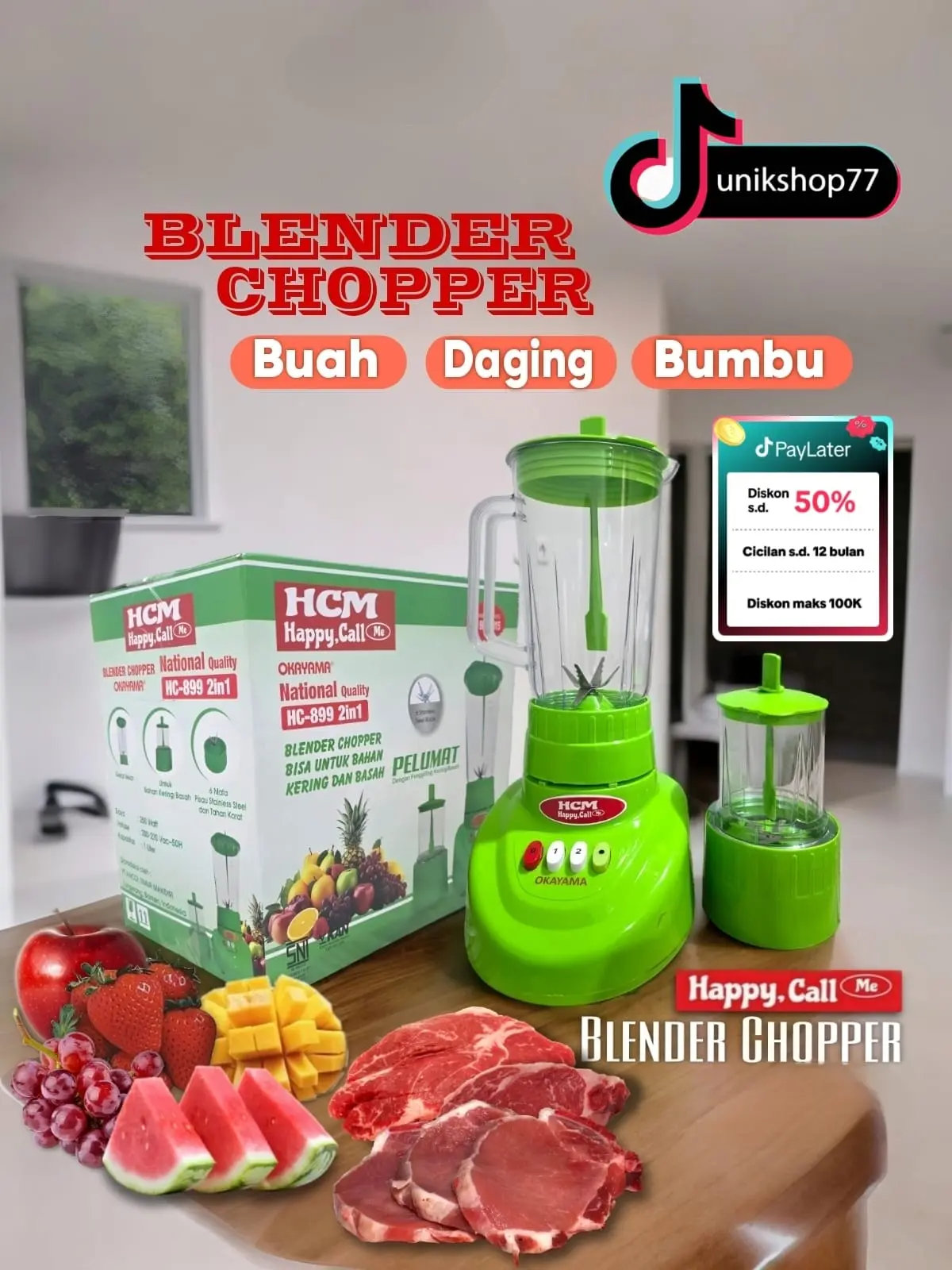 [Exclusive Unikshop77] BLENCHOP Blender Choppper HappyCall Me l Anti Pecah l