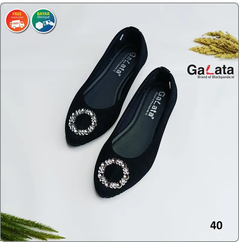 Sepatu Flatshoes Blackpanda Bahan Beludru Sol Karet Antislip CIRUNDA 2