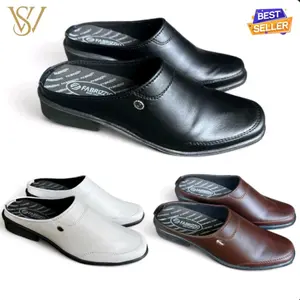 SEPATU SLOP BUSTONG PRIA KULIT TERLARIS || SANDAL SLOP PRIA || SEPATU FORMAL || SEPATU KERJA Shoes Dalam Ruangan Hitam BST.03