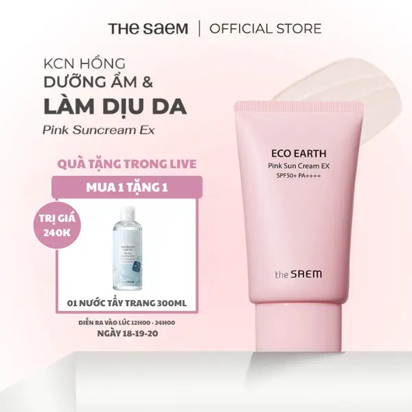 Kem Chống Nắng Hồng the SAEM Eco Earth Pink Sun Cream EX SPF50+ PA++++