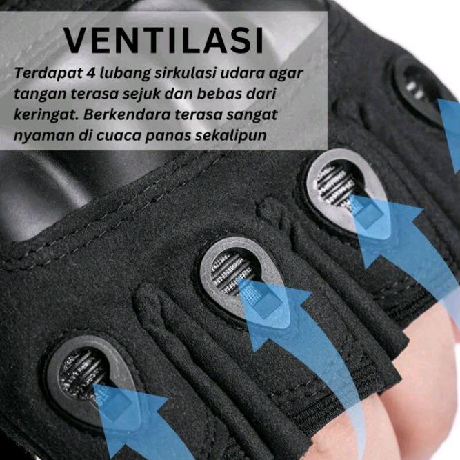 Sarung Tangan Motor Tactical Half Finger Military Grade Anti Slip dengan Protektor Batok Polyuretane Lengan - Outdoor, Kaki 3