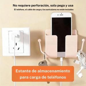 Caja de almacenamiento montada en la pared sin taladrar, organizador multifuncional para controles remotos y teléfono, estante adhesivo color claro
