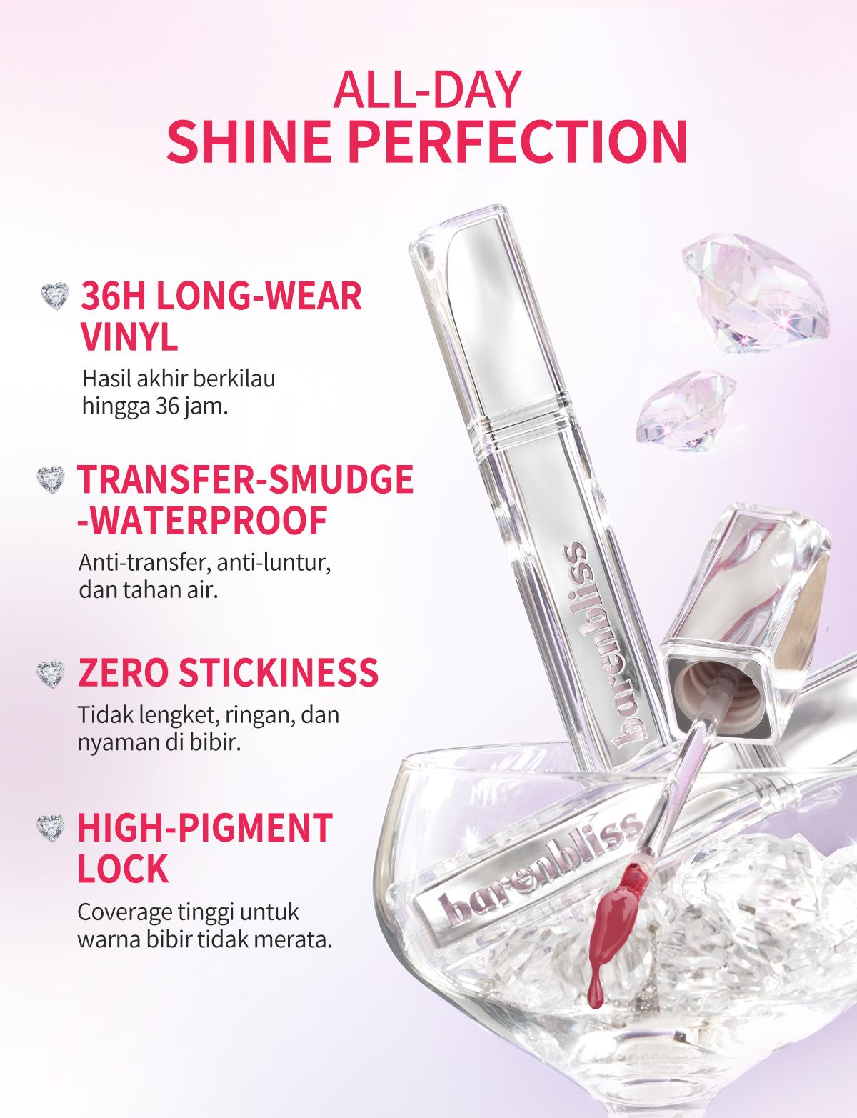 【NEW LAUNCH】BNB Barenbliss Aura Mood Transferproof Vinyl Lip Cream 2.5 ml - Tahan Lama 36 Jam Deep Moisture Lock Ringan Hi-Pigmented Lip Vinyl Lip Tint Lipgloss 7X Gemstone Mineral Care Waterproof Tidak Lengket cocok Untuk Two tone Lips Lipstick