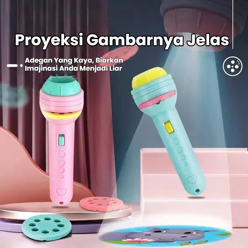 AOXINY COD Senter Lampu Proyektor Kartun 96 Gambar: Ideal Untuk Anak Belajar & Bermain, Baterai Kuat 2