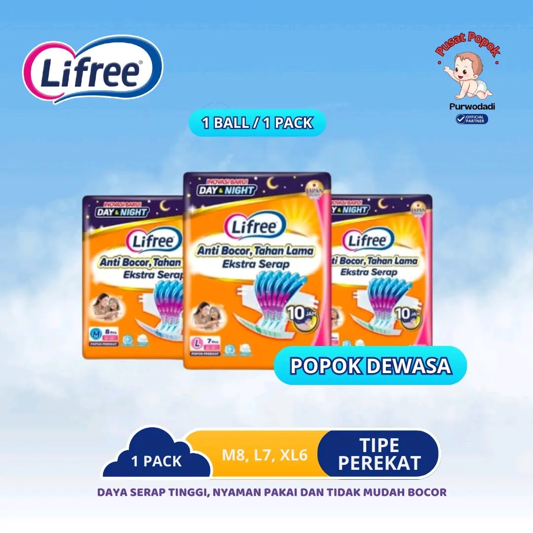 Lifree Popok Dewasa Perekat M8 L7 Xl6