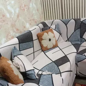 Sarung Sofa Elastis Berprint Bentuk L Universal Dengan Sandaran Tangan Pelindung Furnitur Kain Super Stretch Fit Cocok untuk Sofa 1/2/3/4 Kursi