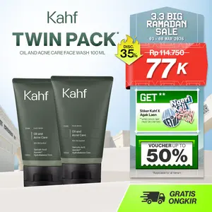 Twin Pack Kahf Face Wash Oil and Acne Care 100 ml - 2 pcs Sabun Cuci Muka Pria Membantu Lawan Jerawat dan Kontrol Minyak - 2in1 Daily Use, Salicylic Acid, Hilangkan Prone, Bekas Beruntusan, Hydrating, Calm, Menenangkan, Hydration, Control Minyak Oil