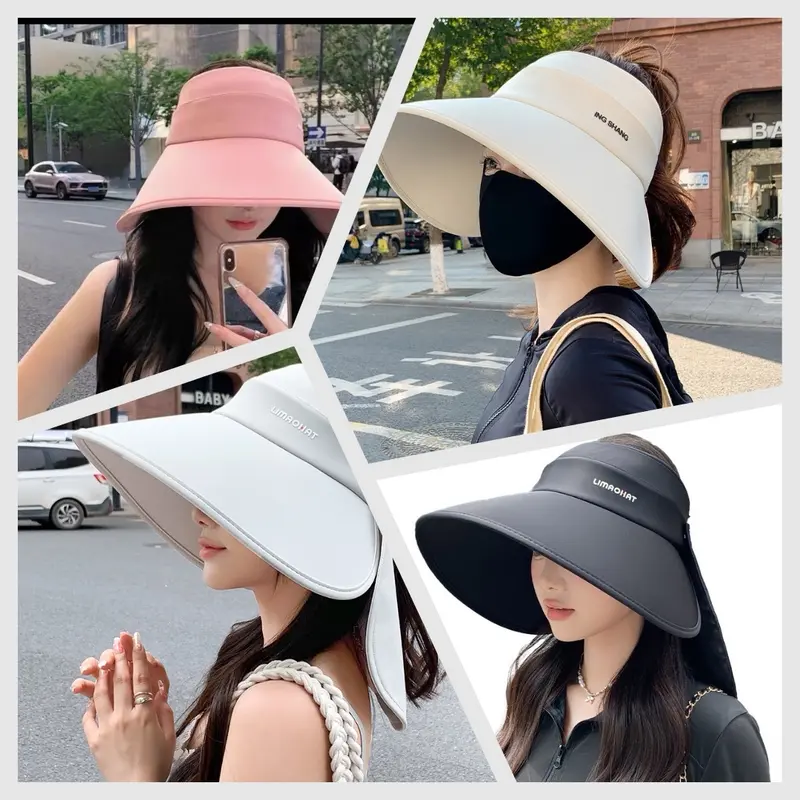 Topi Wanita Melindungi Seluruh Bagian Wajah dari Sinar Matahari UV Saat Aktivitas di Luar Ruangan 1