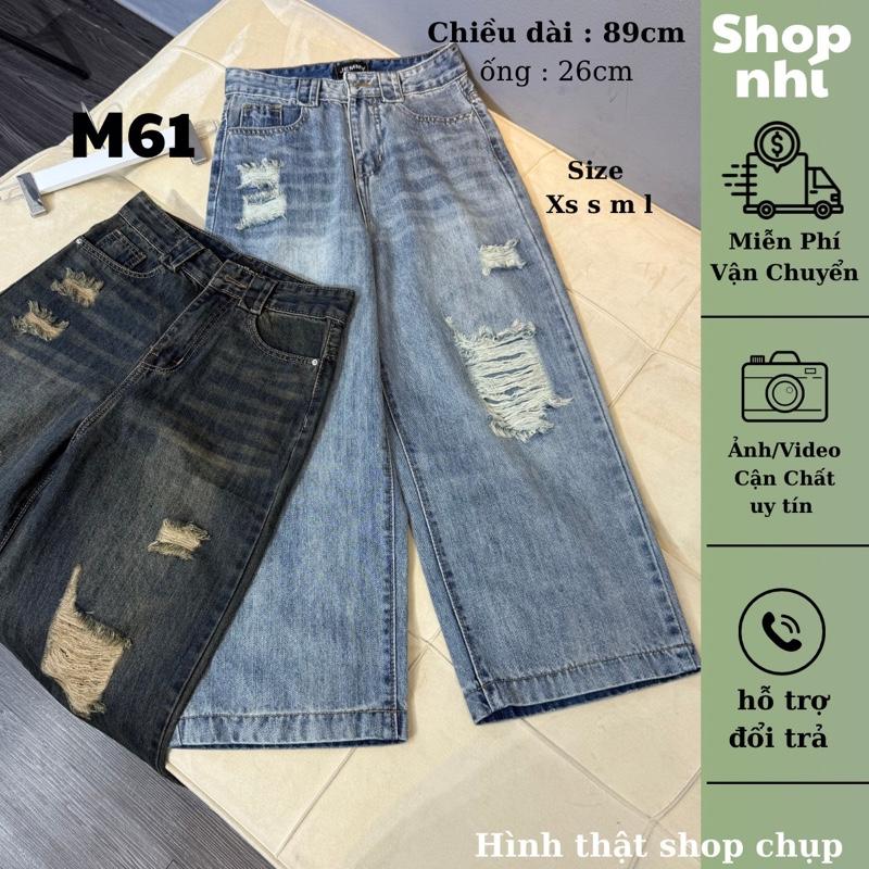 (90/91cm)XS/L Quần Jean Nữ Ống Suông Rách Lớn Shop Nhí   ( 7204 )