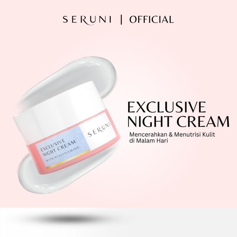 Seruni Exclusive Night Cream wajah acid facial  Hyaluronic Niacinamide Mencerahkan Pelembab 1