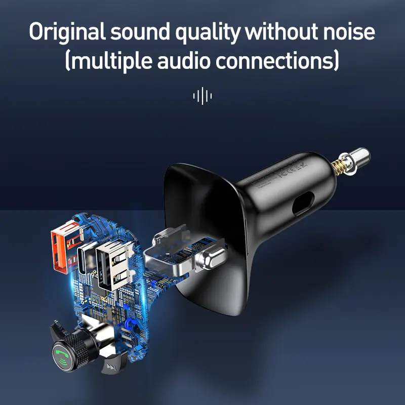 Baseus S13 Quick Charge 4.0 Car Charger Mobil PD FM Transmitter Bluetooth Fast Charging Adaptor Output USB Type C 4