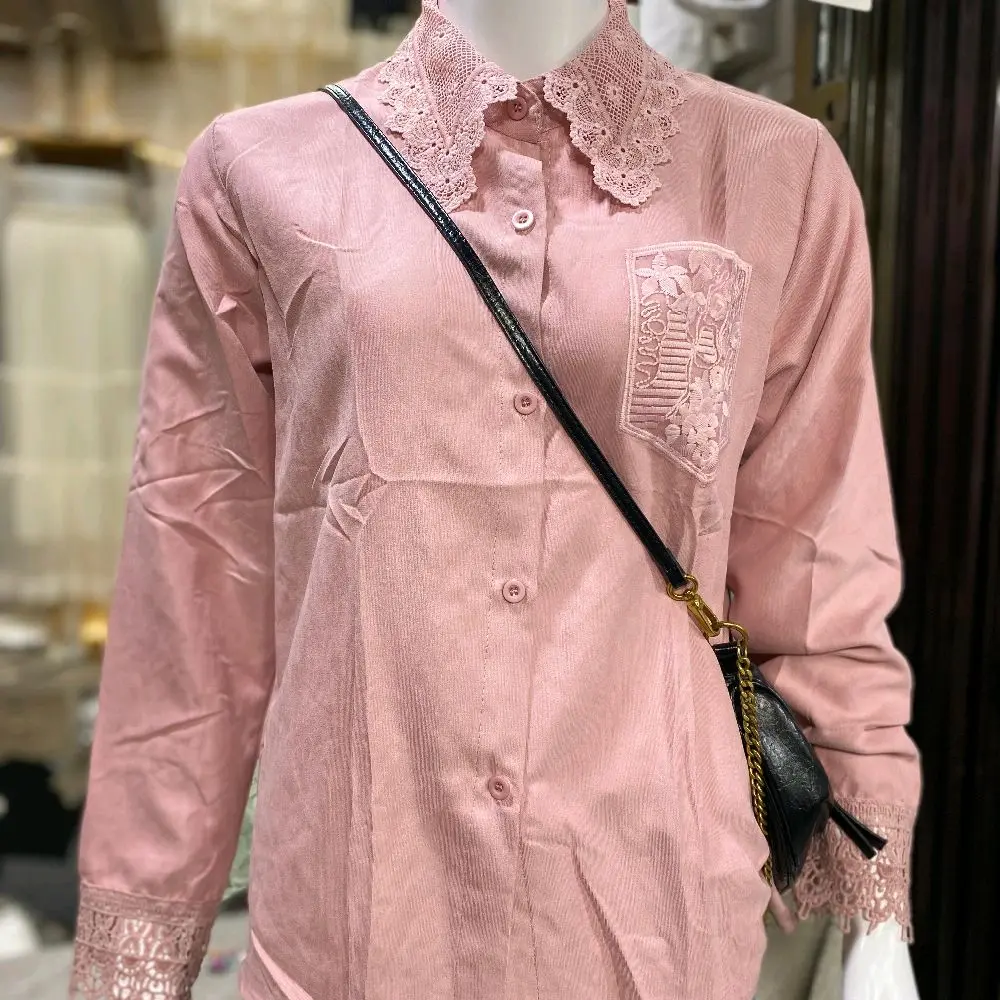 Atasan kemeja wanita baby Corduroy renda ld110 pb 65