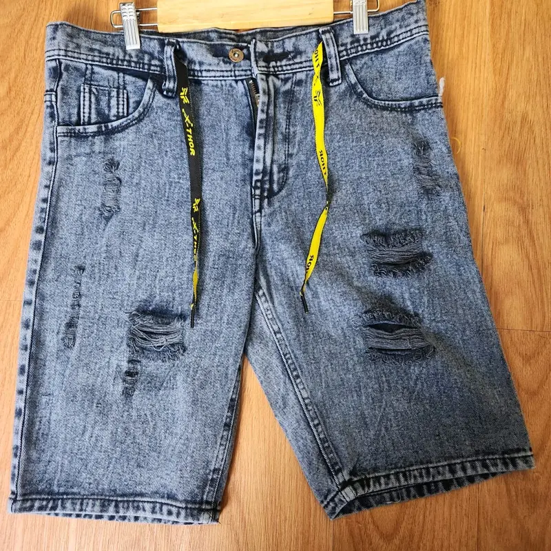 celana jeans cowok pendek ripped pants pria murah premium Melar Panjang Melar Panjang Fit Distro 0