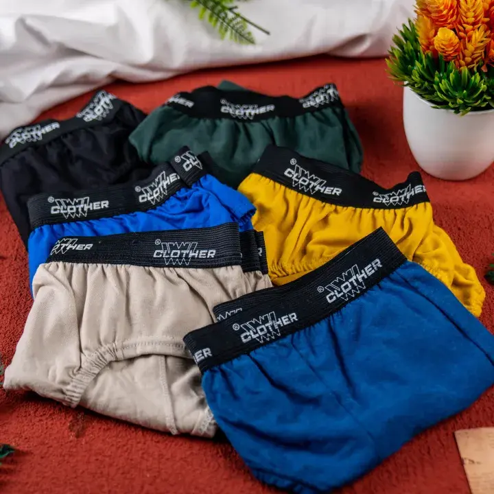 Paket 12 Pcs Celana Dalam Pria Dewasa CD Cowo Boxer Pria Remaja Anak Anak Motif Polos 3