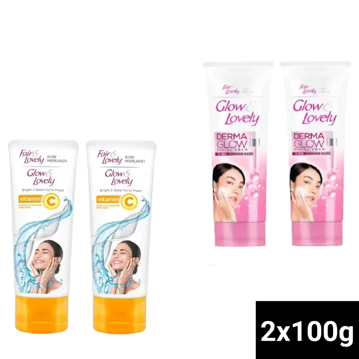 (PAKET ISI 2) Glow & Lovely Facial Foam 100gr