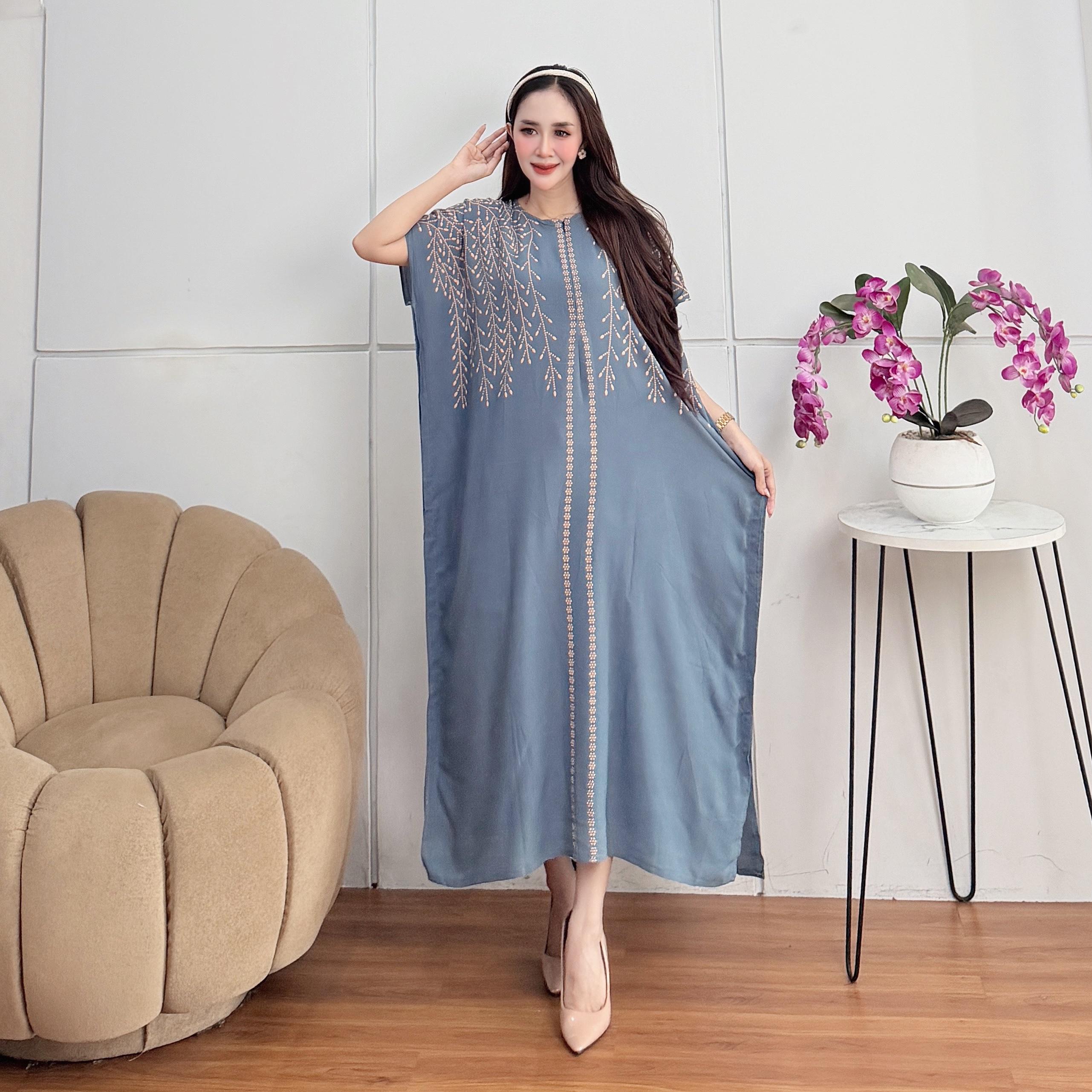 Daster Lowo Jumbo Rayon Premium Terbaru Busui Bumil Resleting Depan Motif Akar