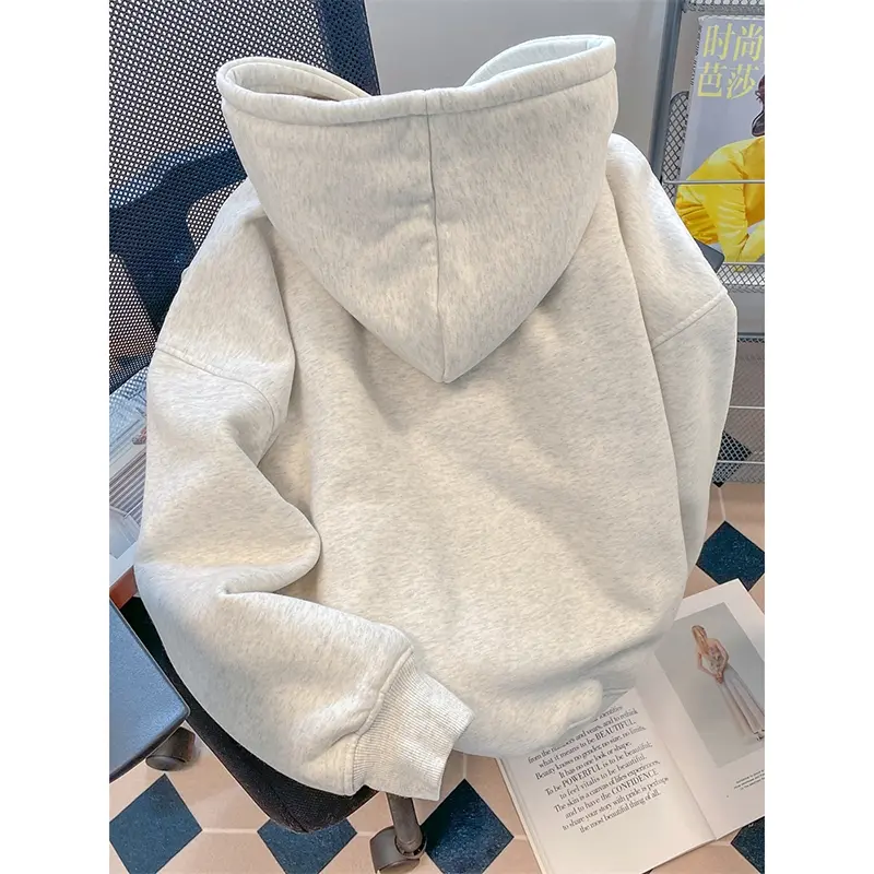 Sweter Leher Bulat Pola Huruf Katun Murni Baru Sweter Wanita Gaya Korea Atasan Sweter Longgar Serbaguna Baju Kaos Tebal Panjang 5