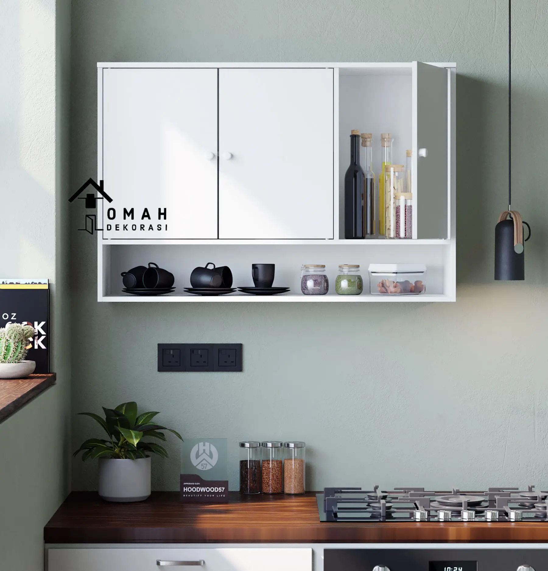 Rak Dapur Serbaguna Atas 3 Pintu Minimalis Rak Dapur Serbaguna Tempel dinding Gantung Multifungsi Lemari Dapur Bersih omah dekorasi Furniture 053