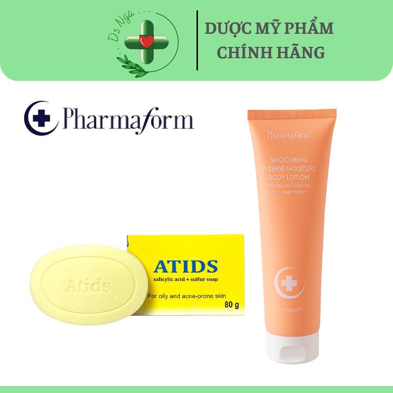   Nhập Khẩu  Xà Phòng Tắm Y Khóa Atids 80g + Kem body Pharmaform 