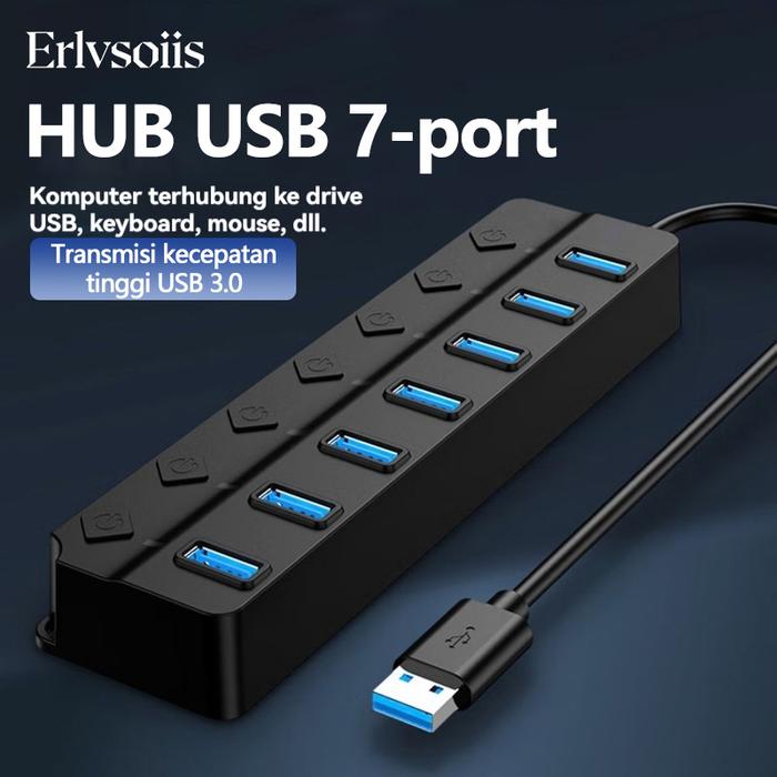 Gambar Actual USB Hub 7-in-1 USB 3.0 5Gbpssaklar independen KV-AD22 Black AksesorisDesktop & Laptop Card Computer Hitam dari Erlvsoiis Kota Administrasi Jakarta Utara Tokopedia