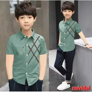 Hem kids kemeja anak laki-laki usia 5-12thn  strecth/cod