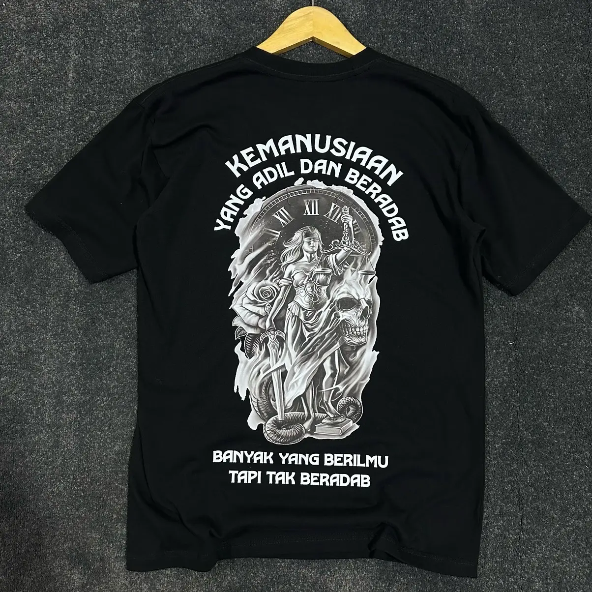 Kaos Kemanusiaan Yang Adil dan Beradab Distro Combed 24s Nyaman Standar Baju Sablon Katun