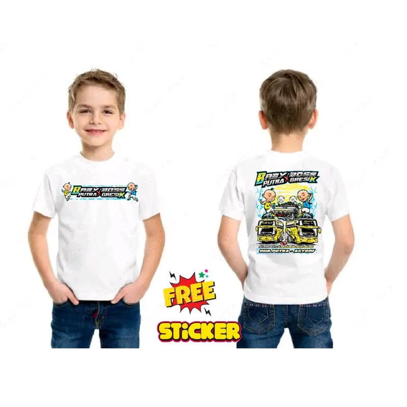 Baju bus babyboss x putra gresik kaos bus baju bus anak laki-laki kaos bus pria wanita cotton combed 24S free stiker 4 pcs Dewasa 6