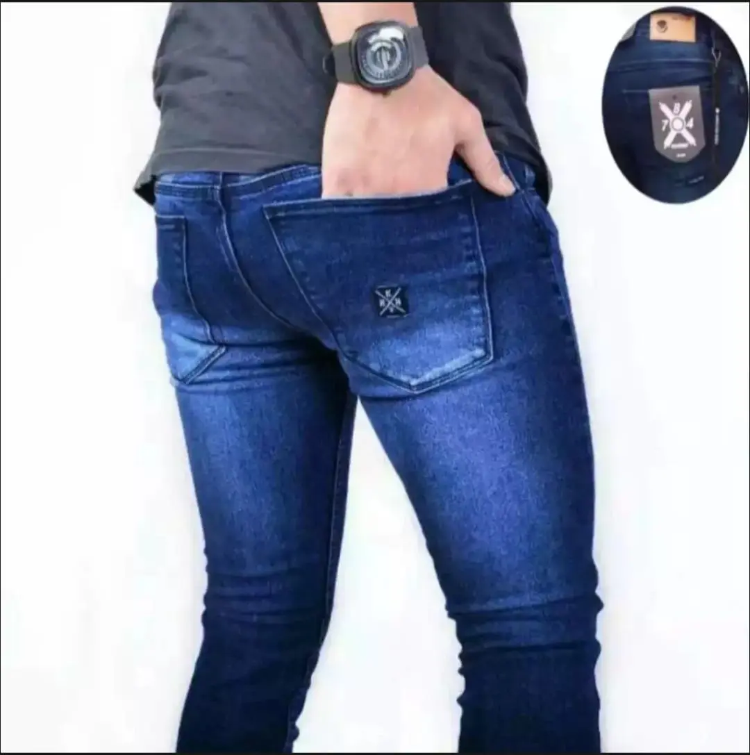 Celana Jeans Pensil Slim Fit Pria Dewasa - Bahan Ngaret - Model Skinny - Denim