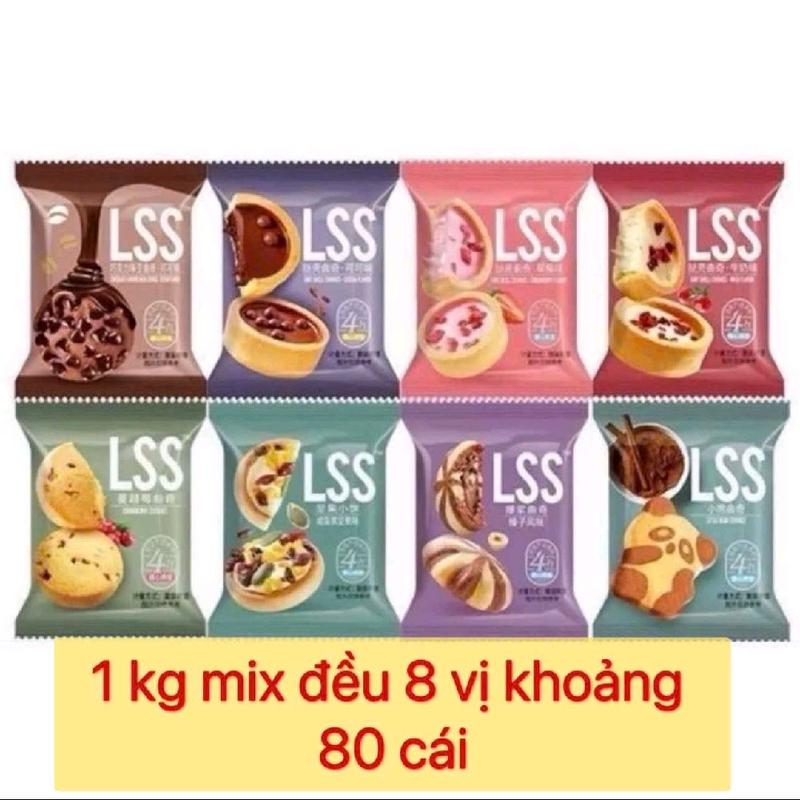 1kg Bánh quy bơ sữa và socola LSS mix đủ 8 vị khoảng 80 cái  ngày in trên bao bì là NSX  