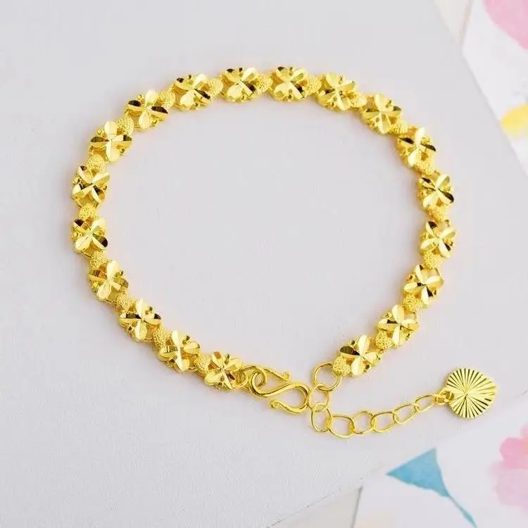 SS24 Women's Fashion Four-leaf Clover Love Bracelet about 19CM+4cm extended chain
