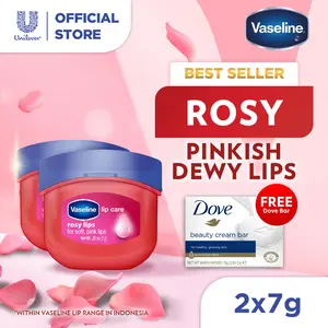 [FREE 1X Dove Bar] Vaseline Lip Therapy ROSY LIPS 7gr Twinpack