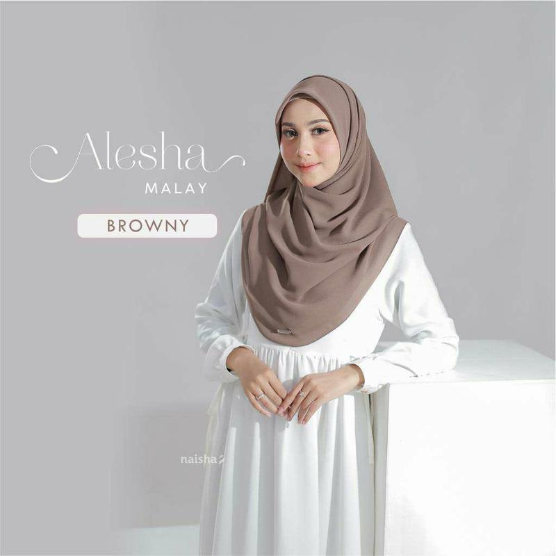 Alesha Malay by Naisha - Hijab Malay Segi Empat / hijab instan terbaru kekinian premium / Bayar Ditempat Khimar Pink Muslim Soft 8
