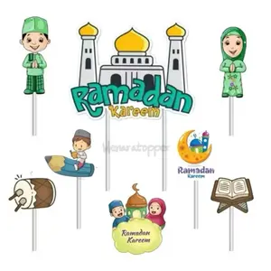 Toper Eid Mubarak Lebaran / Ramadhan Kareem / Hiasan Kue Tusuk