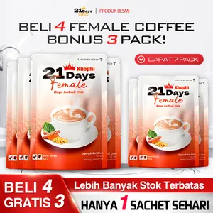 C-21Days Coffee Kopi Wanita – Kunyit, Manjakani, Kacip Fatimah, Daun Sirih, Gula Aren – Rekomendasi Juara Olimpiade