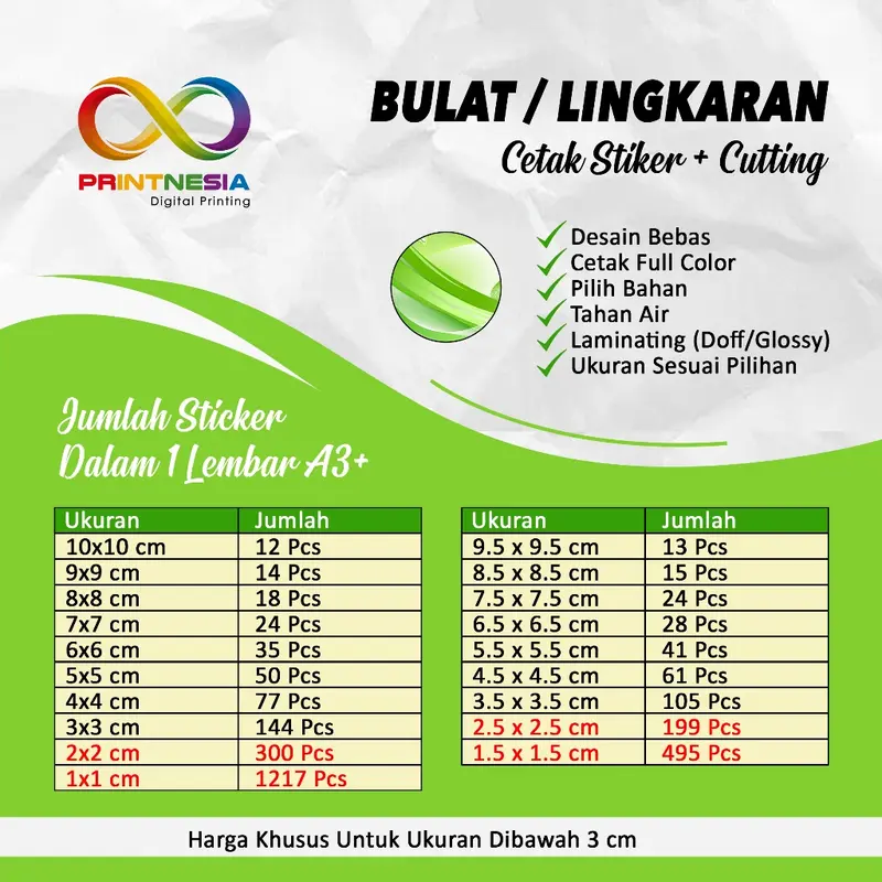 EXPRESS Cetak Stiker Chromo / VINYL Cut A3 Cutting Custom Murah / Cetak Stiker Label Kemasan Makanan Minuman Online Shop Murah 3