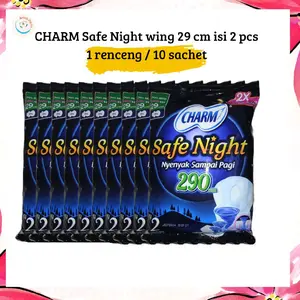 Charm safe Night 29cm 2 pads renceng ( 10 sachet ) - pembalut wanita anti bocor