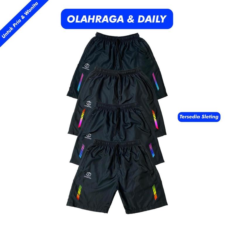 Celana Pendek Olahraga Parasut celana running lari Strict Saku Resleting Running Jogging Gym Sport 1