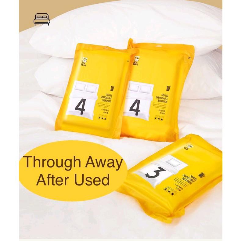 Product Introduction of JOY TOUR Premium Disposable Beddings Set/Travel Quilt Cover. Bedsheet & Pillowcase Singel And Double Size Cotton 0