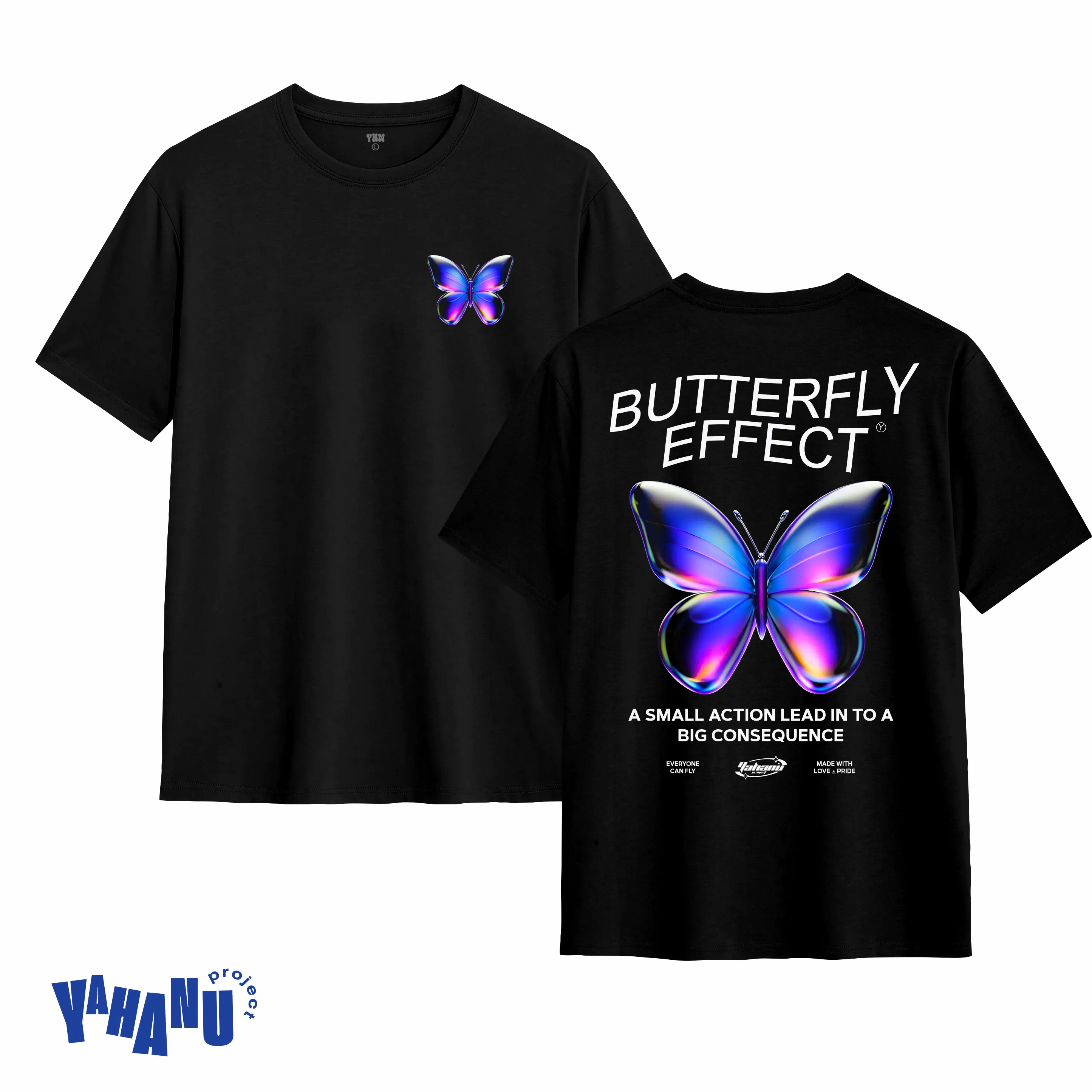 kaos YAHANU BUTTERFLY - Kaos distro pria dan wanita Unisex - kaos vintage - yahanu project Sablon Baju Digital Combed Metal Tshirt Nyaman Dewasa