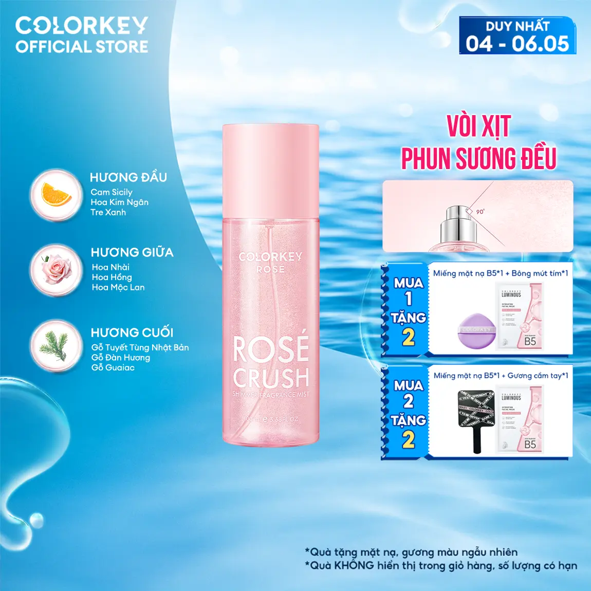 [MỚI] Body Mist COLORKEY ROSÉ CRUSH Hương Thơm Ngọt Ngào, Tươi Mới 100ml
