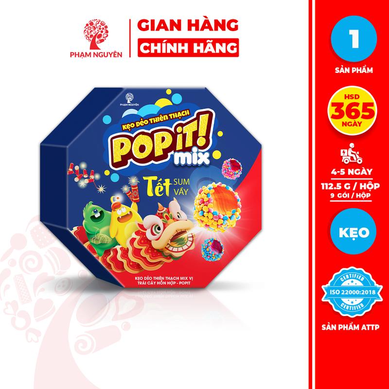 XẢ KHO | DATE 04/10/2025 | Kẹo dẻo thiên thạch Mix vị - bát giác POPIT 112.5g